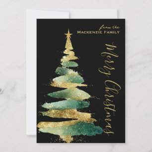 Cartão De Festividades Foto Personalizada da Árvore de Natal Moderna Abst