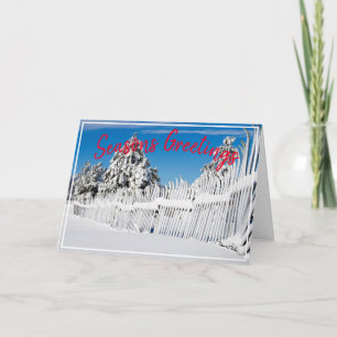 Cartão De Festividades Foto Personalizada da Cena de Esqui de Neve
