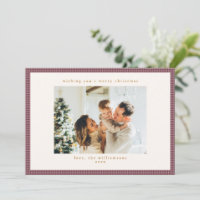 Foto Personalizada da Família em Xadrez Roxo Natal