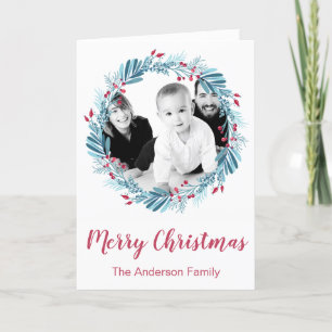 Cartão De Festividades Foto personalizada da família Feliz Natal