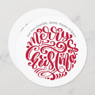 Cartão De Festividades Foto personalizada da tipografia do Natal Vermelho