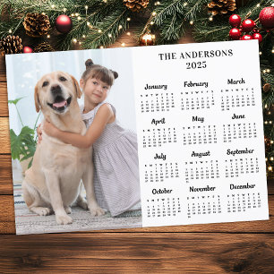 Cartão De Festividades Foto personalizada de 2025 Calendar Pet Dog Kids A