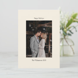 Cartão De Festividades Foto personalizada de casamento elegante marfim mi