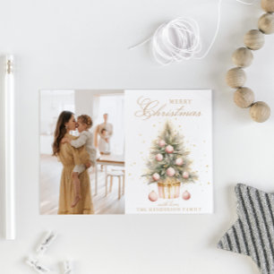 Cartão De Festividades Foto personalizada de cor d'água da árvore de nata