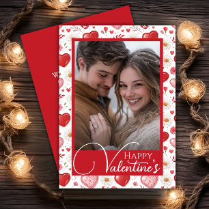 Cartão De Festividades Foto Personalizada De Daisy And Hearts Happy Dia d