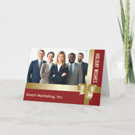 Cartão De Festividades Foto personalizada de empresa, nome, vermelho de f