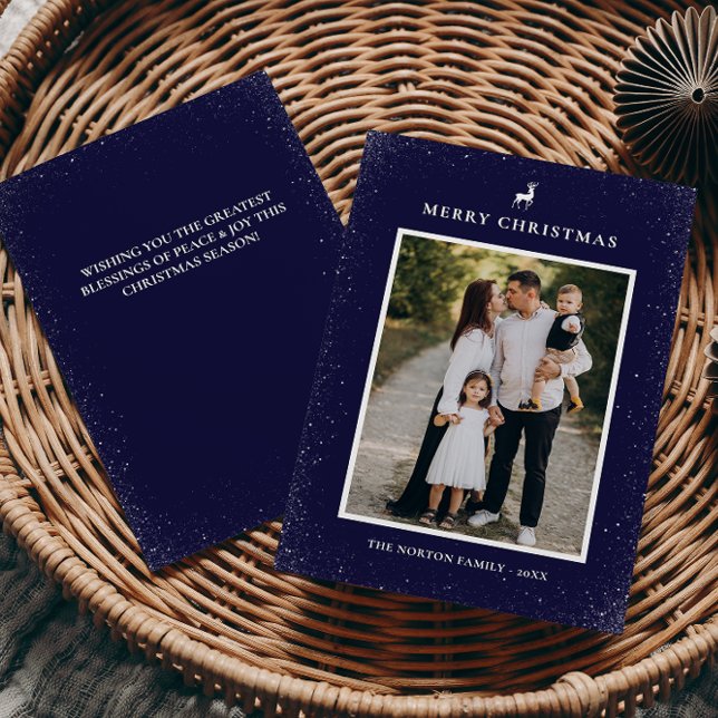 Cartão De Festividades Foto Personalizada De Flocos De Neve Simples De Pe (Criador carregado)