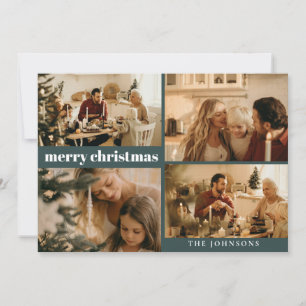 Cartão De Festividades Foto personalizada de Na moda moderno, verde escur