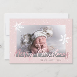 Cartão De Festividades Foto personalizada de Natal alegre e Dourada do Ro