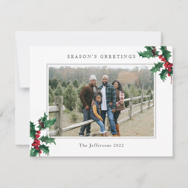 Cartão De Festividades Foto personalizada de Natal das saudações da White (Frente)