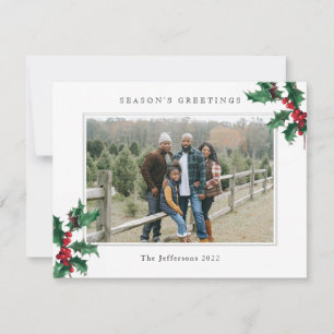 Cartão De Festividades Foto personalizada de Natal das saudações da White