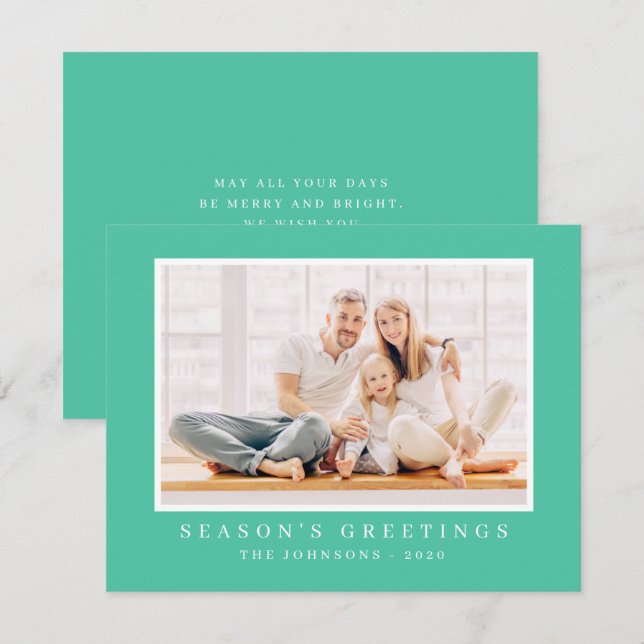Cartão De Festividades Foto personalizada de Natal simples moderna (Frente/Verso)