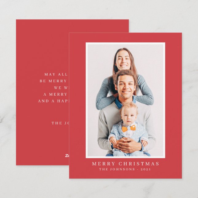Cartão De Festividades Foto personalizada de Natal simples moderna (Frente/Verso)
