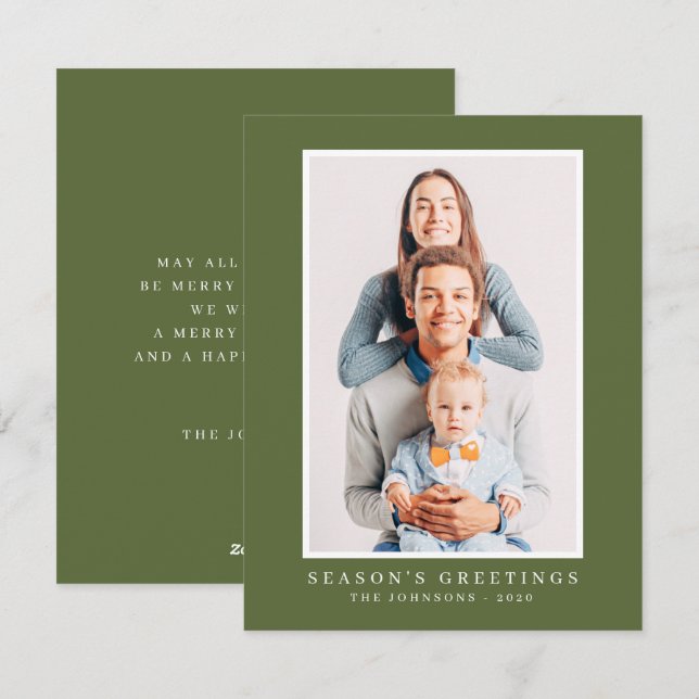 Cartão De Festividades Foto personalizada de Natal simples moderna (Frente/Verso)