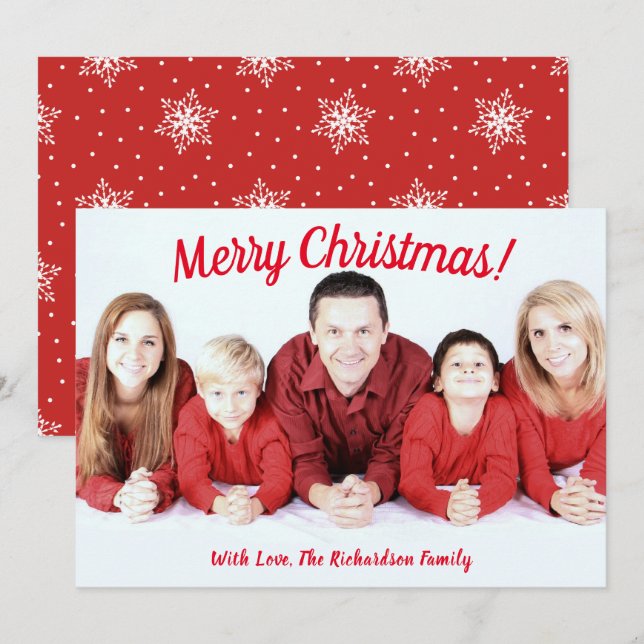 Cartão De Festividades Foto personalizada de padrão de floco de neve feli (Frente/Verso)