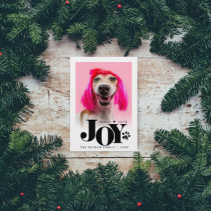 Cartão De Festividades Foto Personalizada de Pet JOY Impressão de Pata Fe