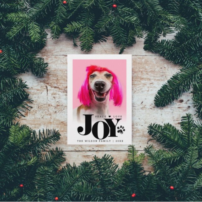 Cartão De Festividades Foto Personalizada de Pet JOY Pegada de Pata de Na (Criador carregado)