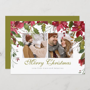 Cartão De Festividades Foto personalizada de Poinsettia de Natal