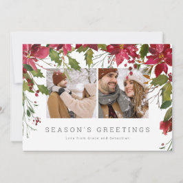 Cartão De Festividades Foto personalizada de Poinsettia de Natal