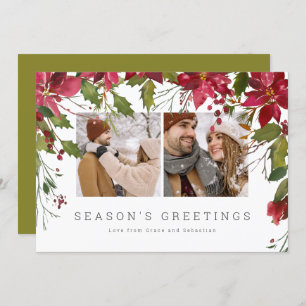 Cartão De Festividades Foto personalizada de Poinsettia de Natal
