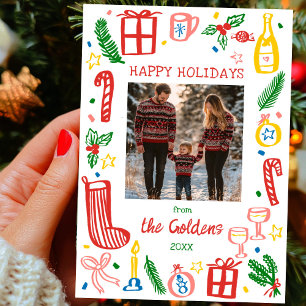 Cartão De Festividades Foto personalizada de um caixote de Natal Whimsica