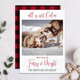 Cartão De Festividades Foto personalizada de Xadrez de Pet Furry e Bright