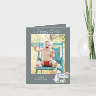 Cartão De Festividades Foto personalizada do bebê felz pascoa