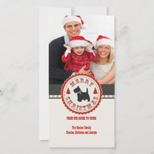 Cartão De Festividades Foto personalizada do cão Terrier escocês de Natal