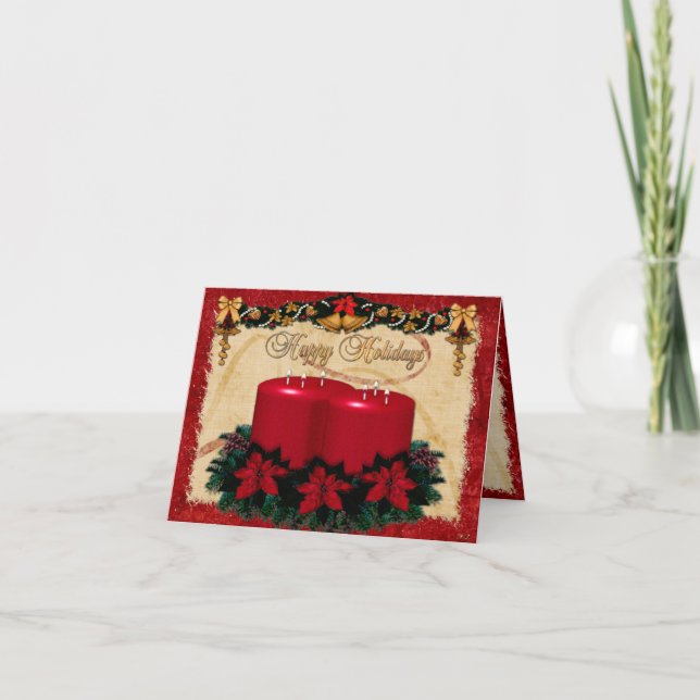 Cartão De Festividades FOTO PERSONALIZADA do Deco de Feriado Clássico (Frente)