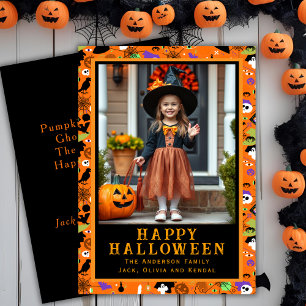 Cartão De Festividades Foto Personalizada Do Halloween Do Monstro Bonito