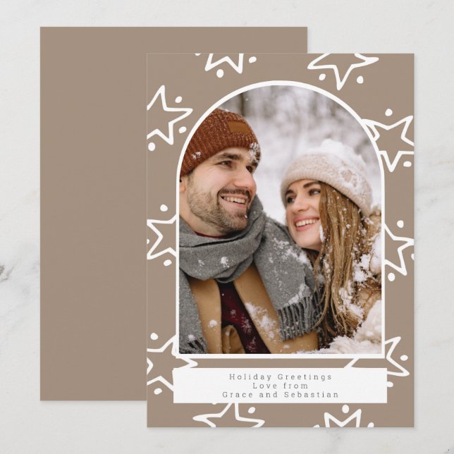 Cartão De Festividades Foto personalizada do padrão da estrela de Natal F (Frente/Verso)