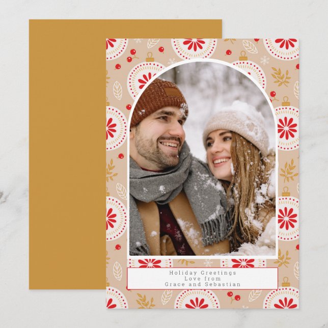 Cartão De Festividades Foto personalizada do padrão de Natal de Férias (Frente/Verso)