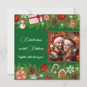 Cartão De Festividades Foto Personalizada do Primeiro Natal