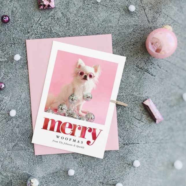 Cartão De Festividades Foto Personalizada do seu Animal | Feliz Woofmas (Criador carregado)