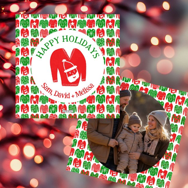 Cartão De Festividades Foto PERSONALIZADA dos Suéteres de Natal Feio (Ugly Christmas Sweaters CUSTOM PHOTO Holiday Card
)