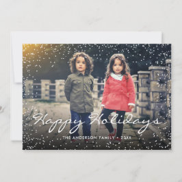 Cartão De Festividades Foto personalizada Feliz Feriados de Natal Flocos