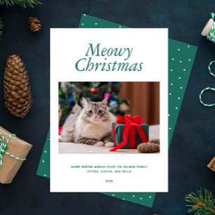 Cartão De Festividades Foto personalizada "Feliz Natal" verde