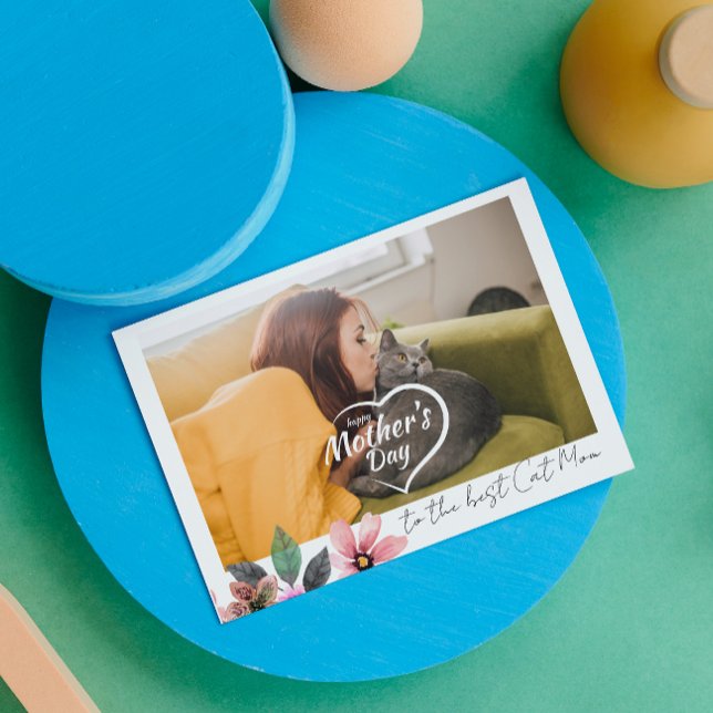 Cartão De Festividades Foto Personalizada Floral Dia das Mães Melhor Mãe  (Criador carregado)