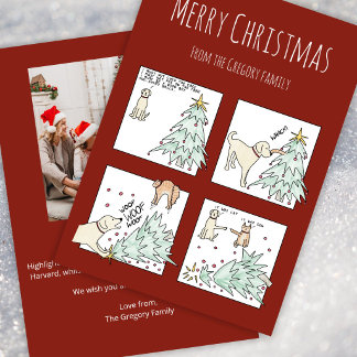 Cartão De Festividades Foto Personalizada Gato Cachorro Cartoon Natal Div
