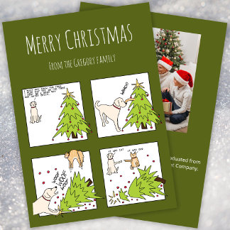 Cartão De Festividades Foto Personalizada Gato Cachorro Cartoon Roxo Dive
