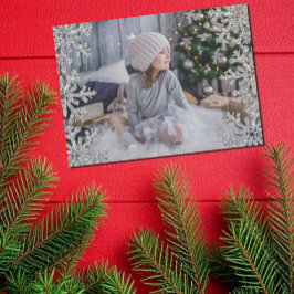 Cartão De Festividades Foto Personalizada Icy Snowflakes