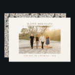 Cartão De Festividades Foto Personalizada Linda Cinza Botânica Elegante<br><div class="desc">Deseje aos seus amigos e família um Feliz feriado com estas belas cartas com a sua foto favorita e uma bela design de botânica nas cinzas.</div>
