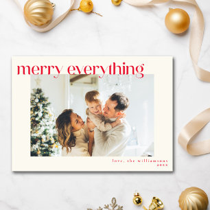 Cartão De Festividades Foto Personalizada Moderno Vermelho Feliz Tudo Nat