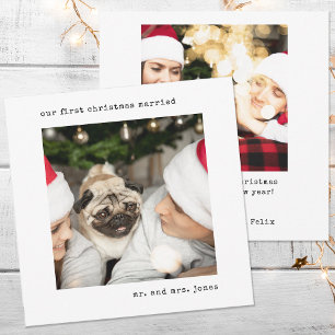 Cartão De Festividades Foto Personalizada Nosso Primeiro Natal Casado