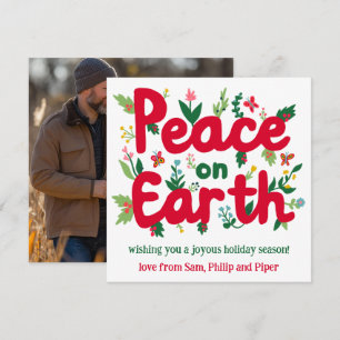 CARTÃO DE FESTIVIDADES FOTO PERSONALIZADA PEACE ON EARTH