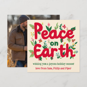 CARTÃO DE FESTIVIDADES FOTO PERSONALIZADA PEACE ON EARTH