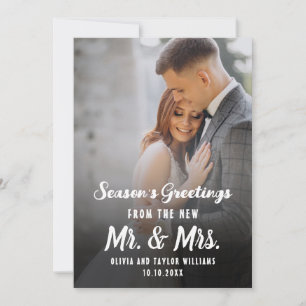 Cartão De Festividades Foto Personalizada Recém-Casados Senhor e Senhora 