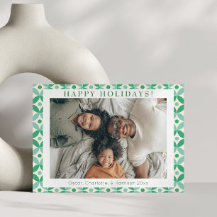 Cartão De Festividades Foto Personalizada Stylish Verde Azul Mid Mod