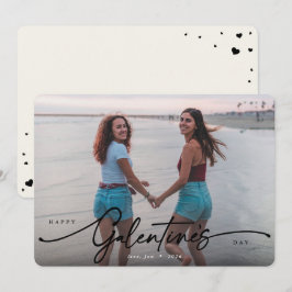 Cartão De Festividades Foto plana do dia de Galentine do Elegante Script