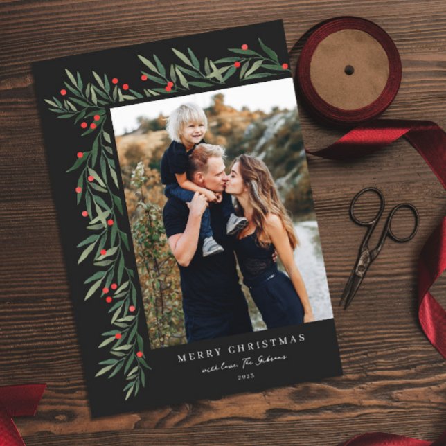 Cartão De Festividades Foto preta do inverno (Criador carregado)